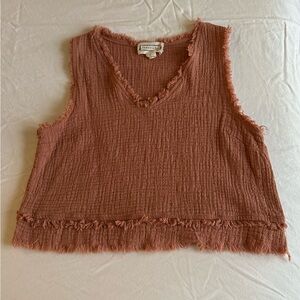 Cropped Tank Top, Fringe, 100% Cotton
